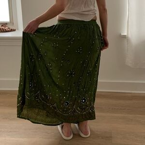 Boho Hippie Sequin Green Skirt